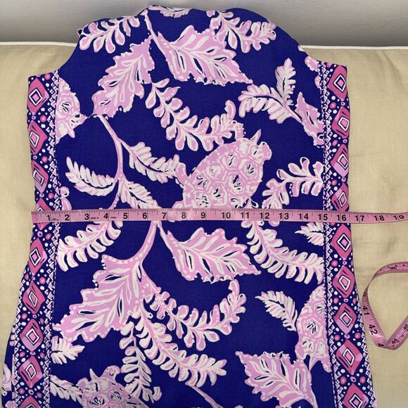 Lilly Pulitzer Donna Romper Galaxy Blue Turtle Shell Coral 4 - Picture 6 of 9